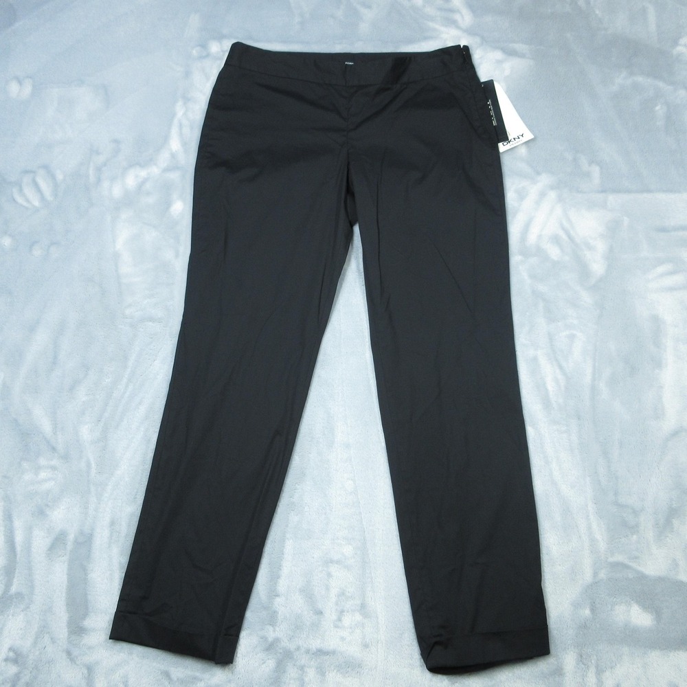 DKNY Pants Womens 6 Black Perry Skinny Fit Cropped Trouser Side Zip P264085AA